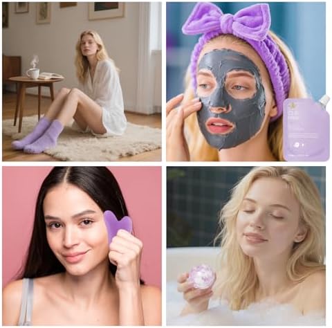 Gifts for Women, 55 Pcs Lavender Hydrating Skin Care Set, Home Spa Basket - Image 3