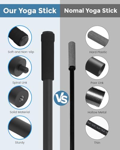 P Polerden Yoga Stick, 5ft Exercise Stick for Mobility, Stretching Stick with Non-Slip Ends, Exercise Dowel for Pilates, Balance Pole and Stretch Bar for Stretching Equipment - Image 4