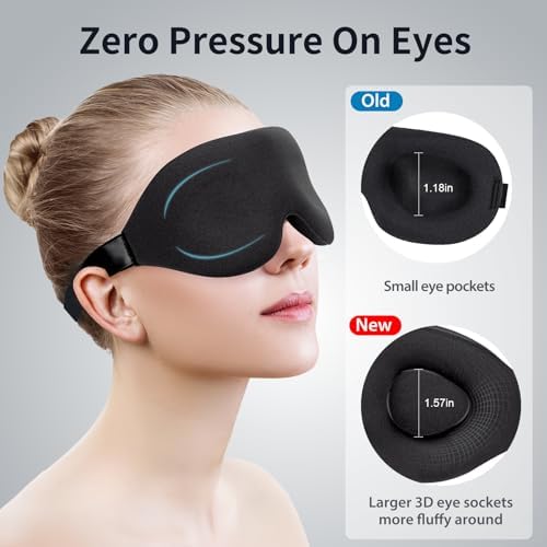 NEWVANGA Sleep Mask for Back and Side Sleeper, Travel Eye Cover, Black - Image 5