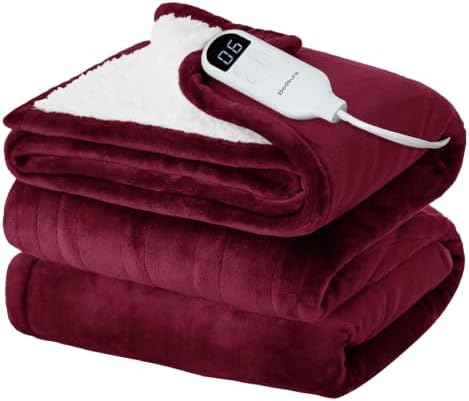 Bedsure Heated Blanket Full Size, Electric Blanket with Preheat, Burgundy by Unknown