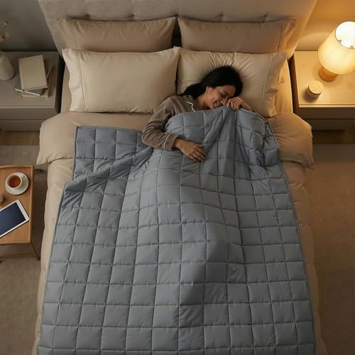 Smart Queen Weighted Blanket for Adults,Soft Heavy Blanket Machine Washable for Fall, Bedding &Napping with Premium Glass Beads Dark Grey(15lbs 48''X72'') - Image 5