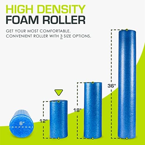ProsourceFit High Density Foam Rollers 12 - inches long, Firm Full Body Athletic Massager for Back Stretching, Yoga, Pilates, Post Workout Trigger Point Release, Blue - Image 2