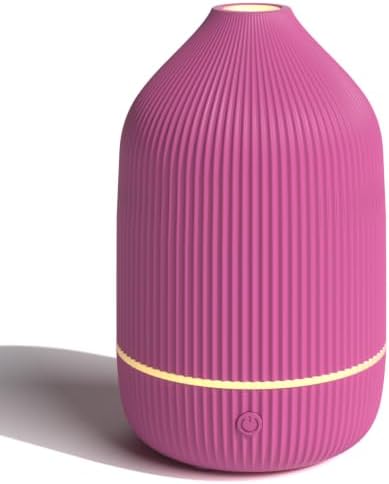 Essential Oil Diffuser, 100ml Aromatherapy Diffuser, Mini Ultrasonic Diffuser for Essential Oil, Home, Office, Cool Mist Humidifier with 7 Led Light, Auto Shut-Off, Pink by Salubrito