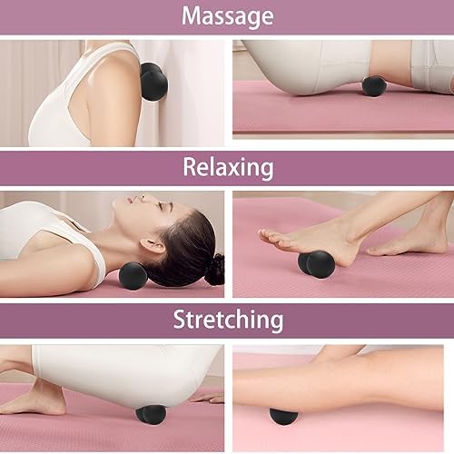Peanut Massage Ball,Double Lacrosse Ball for Neck Sore Muscles,Medium Density Myofascial Release Massager Ball for Deep-Tissue Massage Muscle Knots Yoga Therapy(Black) - Image 4