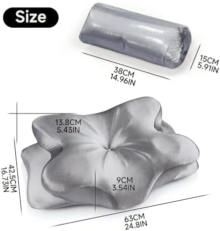 2-Pack Cervical Neck Pillow for for Neck Support,Ergonomic Memory Foam Contour Pillow with Wrinkle-Resistant Silky Satin Fabric Cover,Orthopedic Bed Pillow for Side,Back,Stomach Sleepers,Gray - Image 2