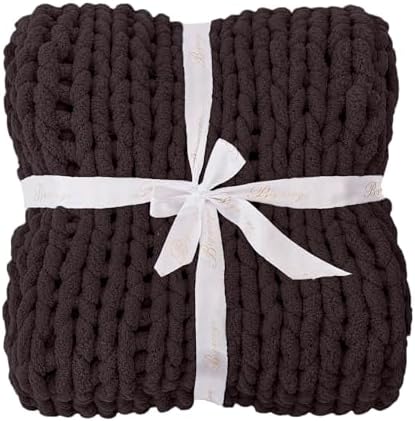 Bigacogo Chunky Knit Throw Blanket for Couch, 40x60 inches, Chocolate - Image 7