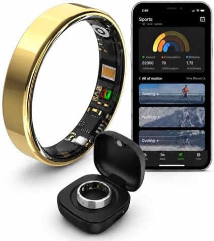 Smart Ring for Women Men, Fitness & Health Tracker with Heart Rate, Blood Oxygen, HRV, Stress, Sleep & Step Tracking, 5ATM Waterproof Smart Ring for iPhone & Android, No Subscription Fee by Unknown