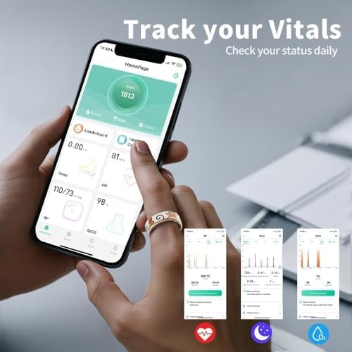 Smart Ring Health Tracker for Women & Men Fitness Tracker Ring(10#&Floral) - Image 7