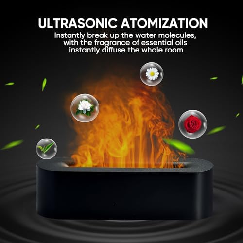 YALEDI Essential Oil Diffuser, Fireplace Flame Fire Oil Diffuser, 150ml Ultrasonic Cool Mist Aromatherapy Humidifier, Scent Aroma Diffuser with 7 Colors Light, Timer & Auto-Off for Home, Room (Black) - Image 6