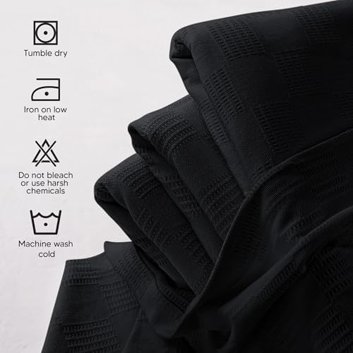 Utopia Bedding 100% Cotton Thermal Blanket Black King, 90x108 Inches - Image 4