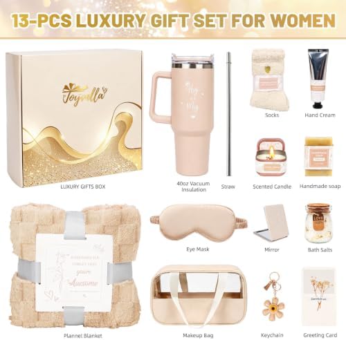 Birthday Gift for Women, Self Care Spa Gift Basket with Blanket for Mom Her - Image 2
