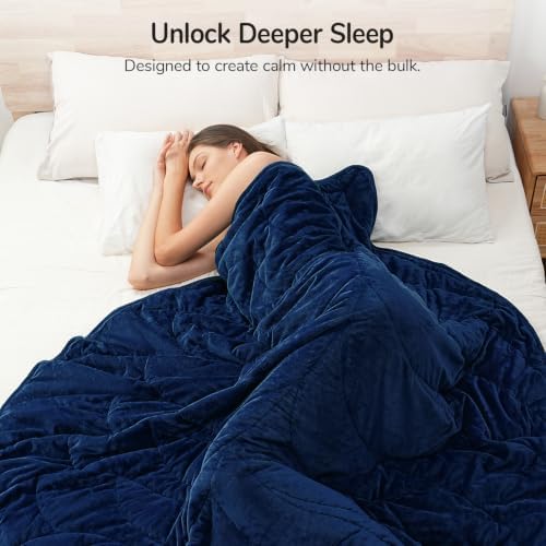Weighted Blanket for Adults, 10 lbs, 60" x 78" washable Blankets, Navy Blue - Image 3
