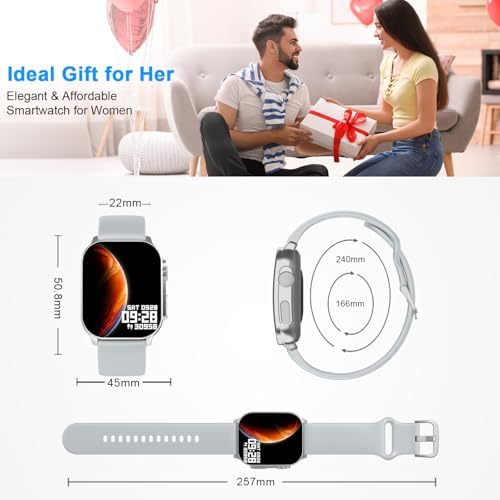 Smart Watch, 2.01" AMOLED Curved Touchscreen Fitness Watch for Men Women, IP68 Waterproof, 24/7 Heart Rate/Sleep Monitor, Fitness Tracker with Pedometer, 120+ Sports Modes, Watch for Android iOS Gray - Image 6