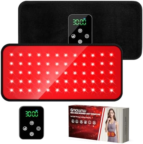 Cordless Red Light Therapy Belt, 3000mAh Battery Rechargeable Magnetic LED Screen Controller, Portable & Cordless, 12.4" * 5.7" Cordless Infrared Red Light Therapy for Body Back Knee Leg by GMOWNW