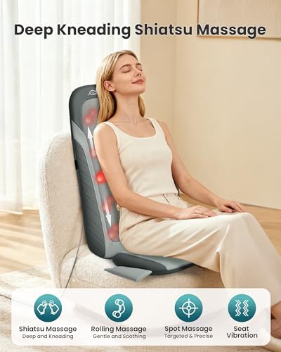 Snailax Shiatsu Back Massager with Heat,Full Back Massager for Pain Relief Deep Tissue,Longer Massage Chair Pad,Back Kneading Shiatsu or Rolling Massage for Chair - Image 6