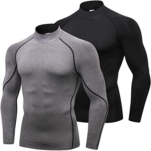 SPVISE Men's Compression Shirts Long Sleeve Mock Turtleneck Workout Tops by SPVISE