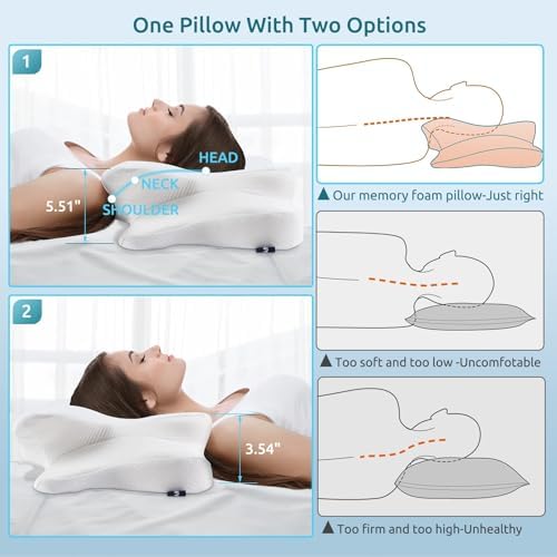 DONAMA Cervical Pillow for Neck and Shoulder,Contour Memory Foam Pillow,Ergonomic Neck Support Pillow for Side Back Stomach Sleepers with Pillowcase - Image 2