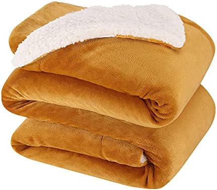 NANPIPER King Size Sherpa Blanket, Soft Fleece Throw for Bed, Reversible Thick Fuzzy Blanket for Winter (Ginger Yellow, 90x108 inches) by NANPIPER