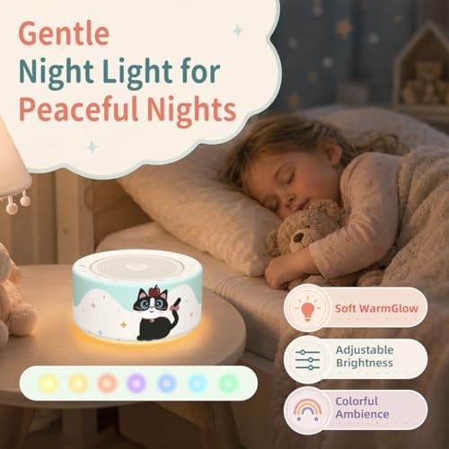 Kipcush White Noise Machine for Baby & Adults, Sleep Sound Machine with 30 Soothing Sounds, 8-Color Night Light, Memory Function, White Noise for Sleeping, Nursery, Office, Travel, Relaxation - Image 6