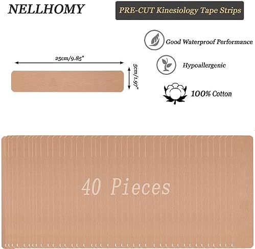 40CT Kinesiology Tape Precut Strips, Cotton Elastic Athletic Muscle Tape - Image 3