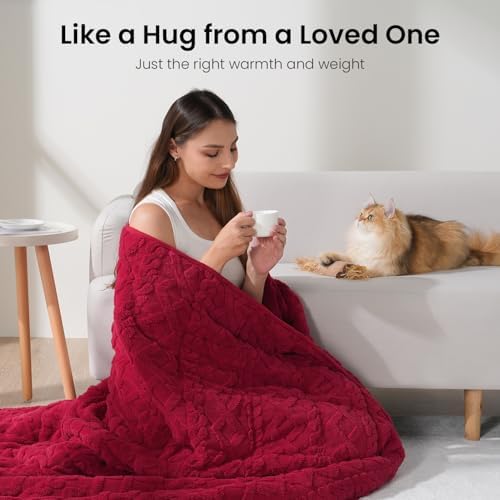 Drewin Weighted Blanket Queen Size 15lbs for Adults,Red,60 x 80 inches - Image 4