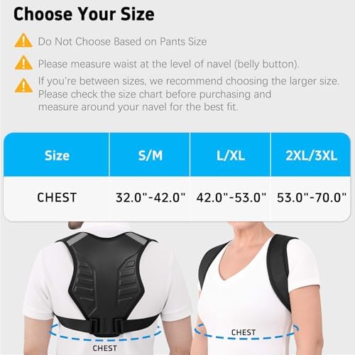 Posture Corrector for Women and Men Upper Back Brace Support Straightener Adjustable Mid Scoliosis Lower Pain Comfortable Relief Hunchback Slouching Kyphosis Invisible Under Fully Black XXL/XXXL - Image 5