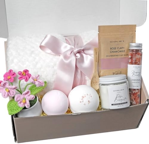 Spa Gift Basket for Women, Self Care Gift Set with Blanket, Bath Bombs, Candle – Relaxation Gift Box for Mom, Birthday, Mother's Day by NATURALAMORLOSANGELES