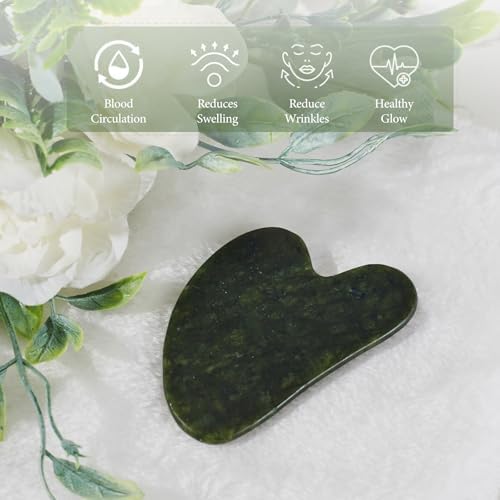 Gua Sha Facial Tools - Natural Jade Stone Guasha Tool for Face & Body,Massage Stick for Jawline Sculpting, Puffiness Reducing, Skin Care Gift, Anti-Aging Beauty Tool - Image 4