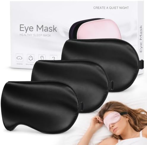 Silk Sleep Mask, Light Blocking Eye Mask for Sleeping with Adjustable Strap by HOME