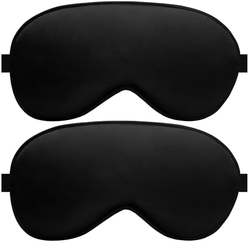 Silk Flat Sleep Eye Mask for Men Women, Non-3D, Black & Black by AlbatrossHealthNewEngland