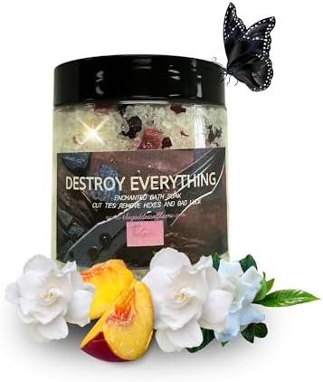 Destroy Everything Spiritual Bath Salts for Energy Cleansing & Uncrossing | Ritual Bath Soak for Spiritual Cleansing, Purification & Banishing Rituals 12oz | Hoodoo Voodoo Conjure Wicca Spell by TheGoddessofFlame