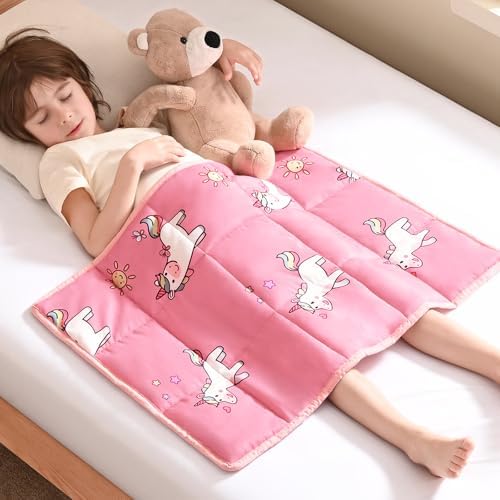 anfie Weighted Lap Pad 2 Pounds, Weighted Blanket (30"*40") Cooling Blanket for Resting,Weighted Throw Blanket for Travel Indoor Outdoor (Little Unicorn) by anfie