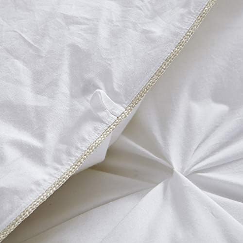 Luxurious All-Season Goose Down Feather Fiber Comforter Oversize Queen Duvet Insert (98x98), Exquisite Pinch Pleat Design- White, Premium Baffle Box, 100% Egyptian Cotton Cover, 70 oz. Fill Weight - Image 7