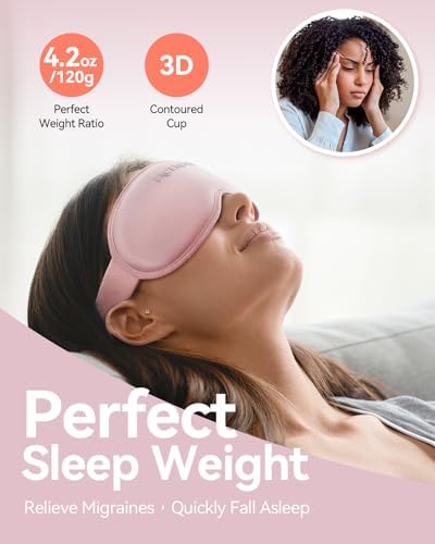 Weighted Sleep Mask for Women: 3D Contoured Blackout Eye Mask for Eyelash Extensions, Zero Pressure Memory Foam Blindfold, Self-Care Relaxation Gift, Travel & Long Flight Essentials (Pink) - Image 3