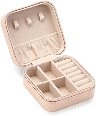 ZPROW Travel Jewelry Case, Mini Portable Jewelry Travel Boxes, Small Jewelry Organizer for Rings, Earrings, Pendants, Watches, Necklaces, Lipsticks Organizer Storage Holder Case (Pink) by ZPROW