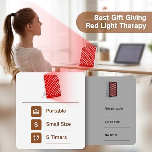 SUXIO Red Light Therapy lamp - 165 LED Red Light Therapy Panel for Face & Body, Portable Deep 660nm - 850nm Near Infrared Light Therapy Device with Eye-Patch, White - Image 6