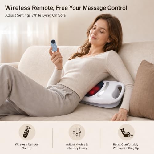brenzo Lower Back Massager with Heat, Electric Lumbar Stretching Device with Airbag Compression, 15 Intensity Levels, 3 Heat Settings, Portable Back Relaxation for Home Office Use-White - Image 2