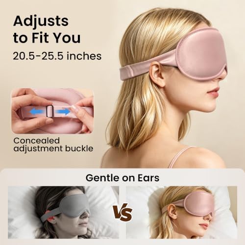 Weighted Eye Mask for Sleep, 3D Blackout Sleep Mask for Women Men, Pink - Image 5