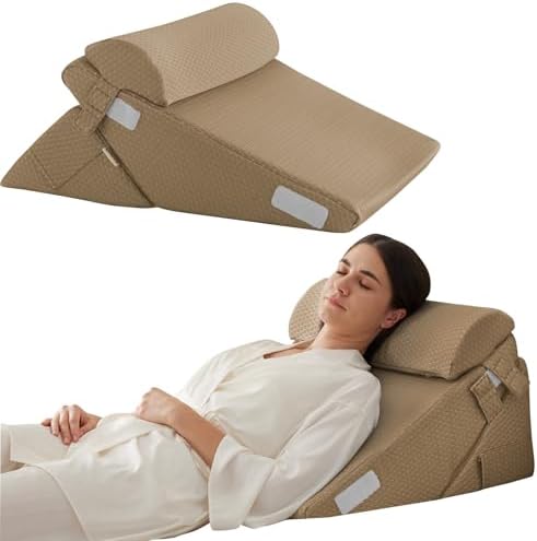 Bedluxe Wedge Pillow Set for After Surgery, Orthopedic Bed Wedge, Brown by Bedluxe
