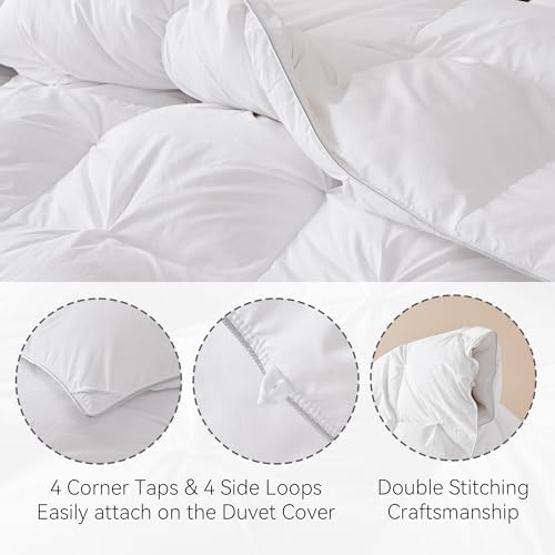 SNOWMAN Premium Down Comforter Queen, Fold White Duvet Insert All Season - Image 5