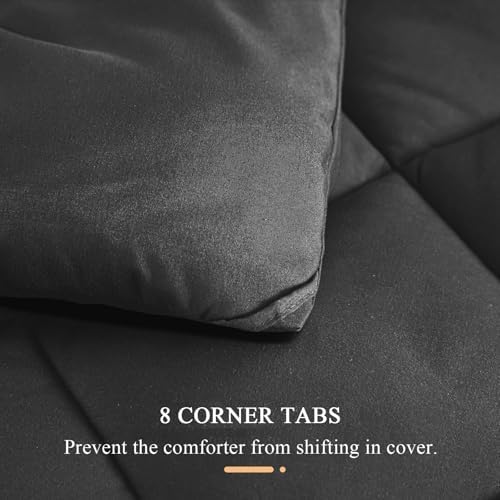 120x128 Oversized King Comforter, Extra Large King Size Comforter Oversized, All Season Soft Lightweight Quilt Down Alternative Duvet Insert with 8 Corner Tabs(120x128, Black) - Image 5