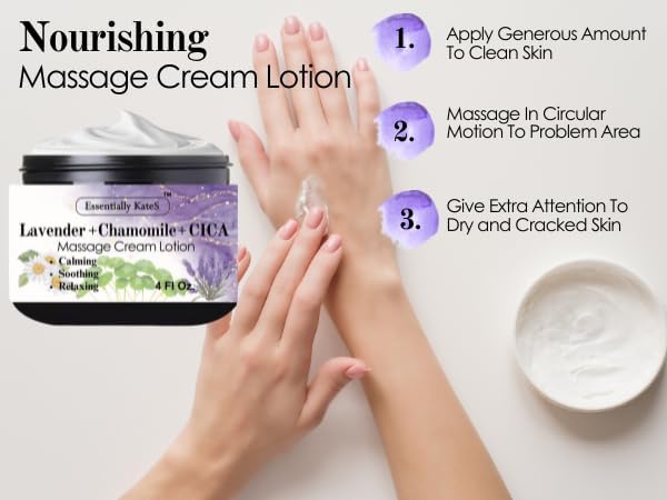 Essentially KateS Lavender + Chamomile + CICA Cream Lotion 4 Fl Oz - Calming, Soothing, Relaxing, Hydrating. - Image 3