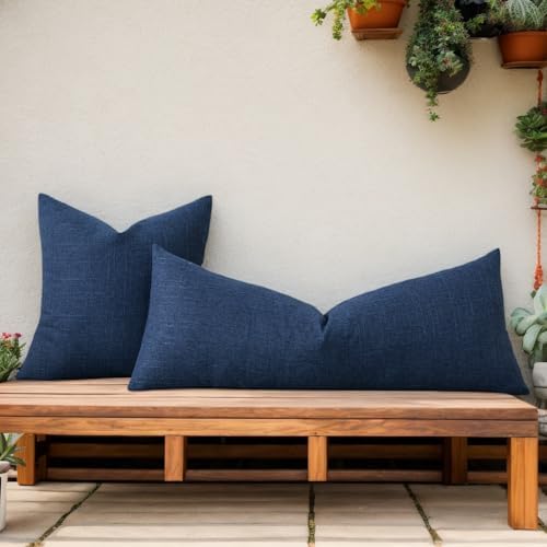 Kevin Textile Outdoor Waterproof 14”x36” Lumbar Pillow Cover 1 Pack, Blue - Image 5