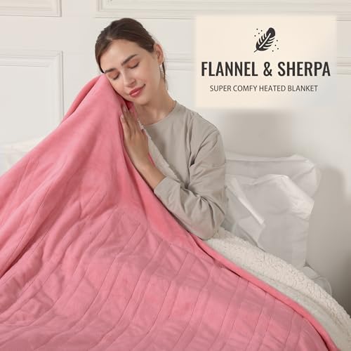 ESTINGO Electric Blanket Heated Blanket Full Size - 72"x84" Electric Heated Blanket with 6 Heating Levels & 1-10 Hours Adjustable Timer, Fast Heating Blanket for Full Body, Light Pink - Image 6
