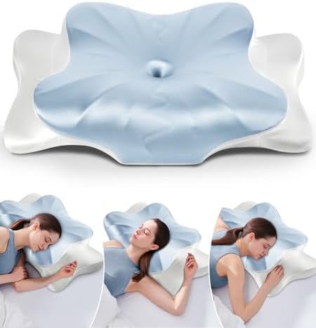 DONAMA Cervical Pillow for Neck and Shoulder Pain Relief, Cooling Contour Memory Foam Pillow, Dual-Height Ergonomic Neck Support Pillow for Side Back Stomach Sleepers with Removable Pillowcase by DONAMA