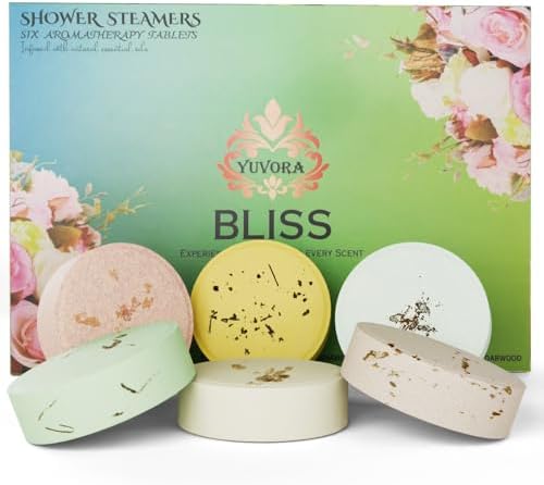 Shower Steamers Gift Set – 6 Aromatherapy Shower Bombs with Essential Oils – Natural Spa Fizzies for Women & Men – Self-Care Kit for Relaxation, Stress Relief & Home Spa – Bliss Collection by Yuvora