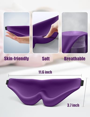 EVA BELLE Sleep Mask Women Men, Comfy Blackout Eye Mask for Deep Sleep, 3D Memory Foam Sleeping Mask, Silk Sleep Eye Cover, Cute Funny Eyeshade Covers, Adjustable Elastic Strap & Soft Breathable - Image 4