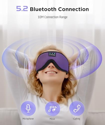 LC-dolida Sleep Headphones, Sleep Mask Bluetooth Wireless Music Eye Mask, Sleeping Headphones for Side Sleepers Sleep Mask with Bluetooth Headphones Ultra-Thin Stereo Speakers Perfect for Sleeping - Image 4