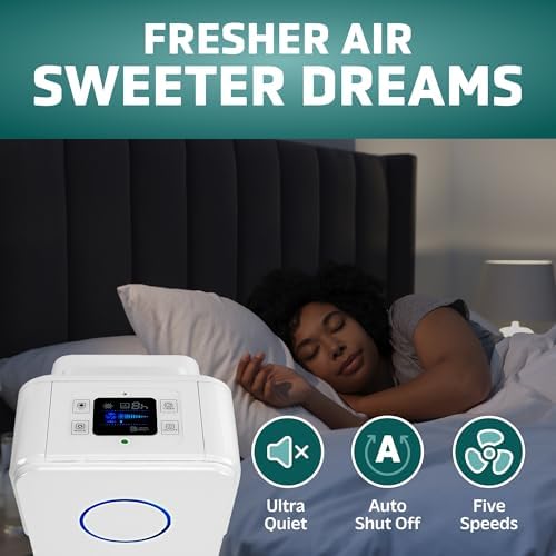 GermGuardian Air Purifier for Home with HEPA Pure Filter, for Wildfire Smoke, Pet Dander, Pollen, Odors, Large Rooms Up To 870 Sq. Ft., Removes 99.97% Pollutants, UV-C Light, 28", AC5350W, White - Image 4