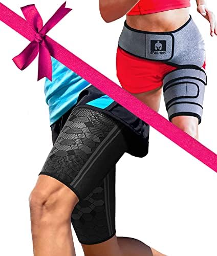 Sparthos Thigh Compression Sleeves [Midnight Black - Med] x Hip Brace [Left Leg] by Sparthos